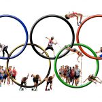 logo olimpiadi con la rappresentazione di alcuni sport presenti nelle olimpiadi