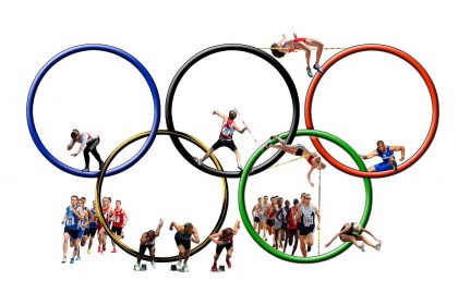 logo olimpiadi con la rappresentazione di alcuni sport presenti nelle olimpiadi